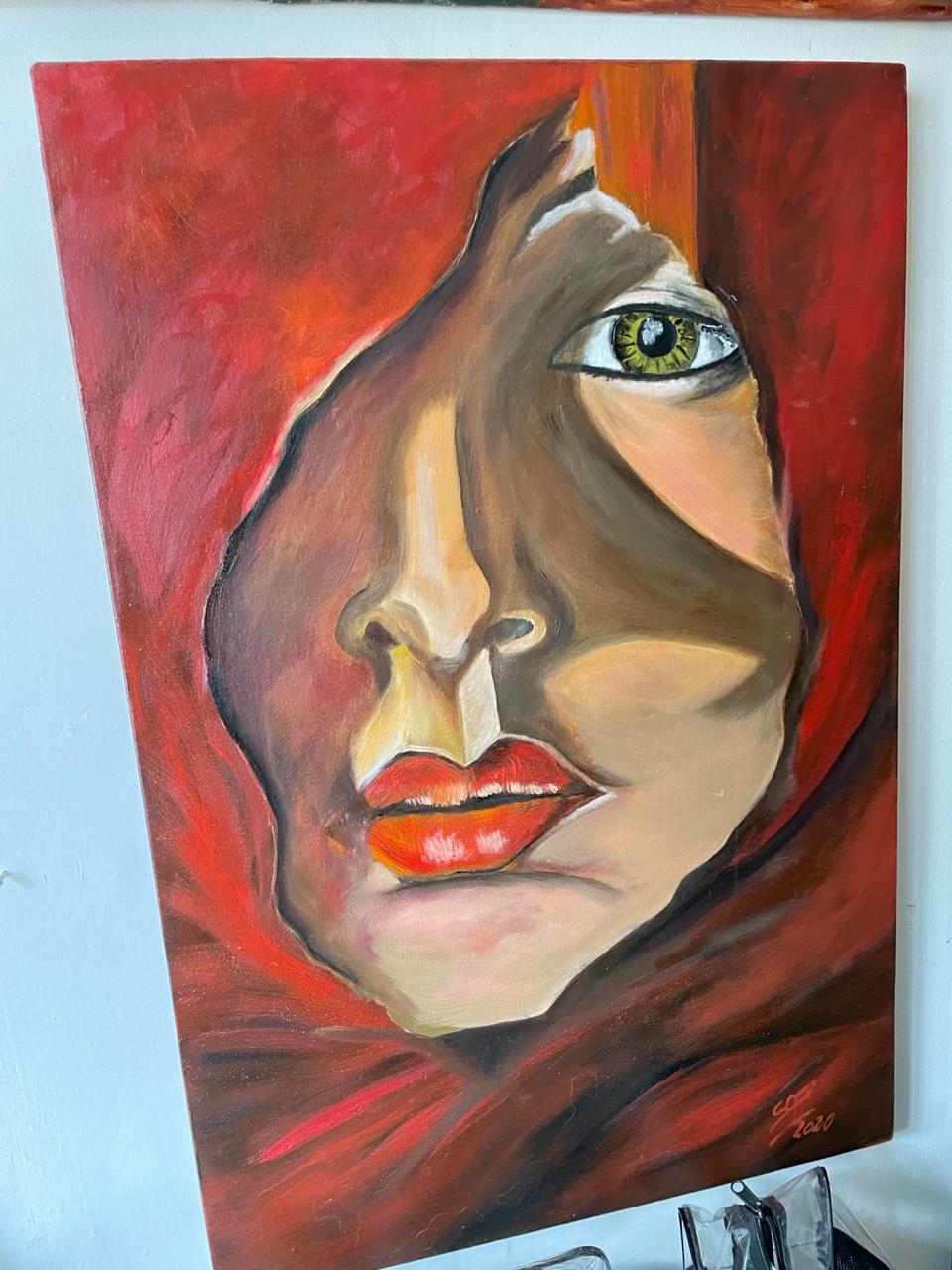 Rostro en Rojo — óleo sobre lienzo por Susy