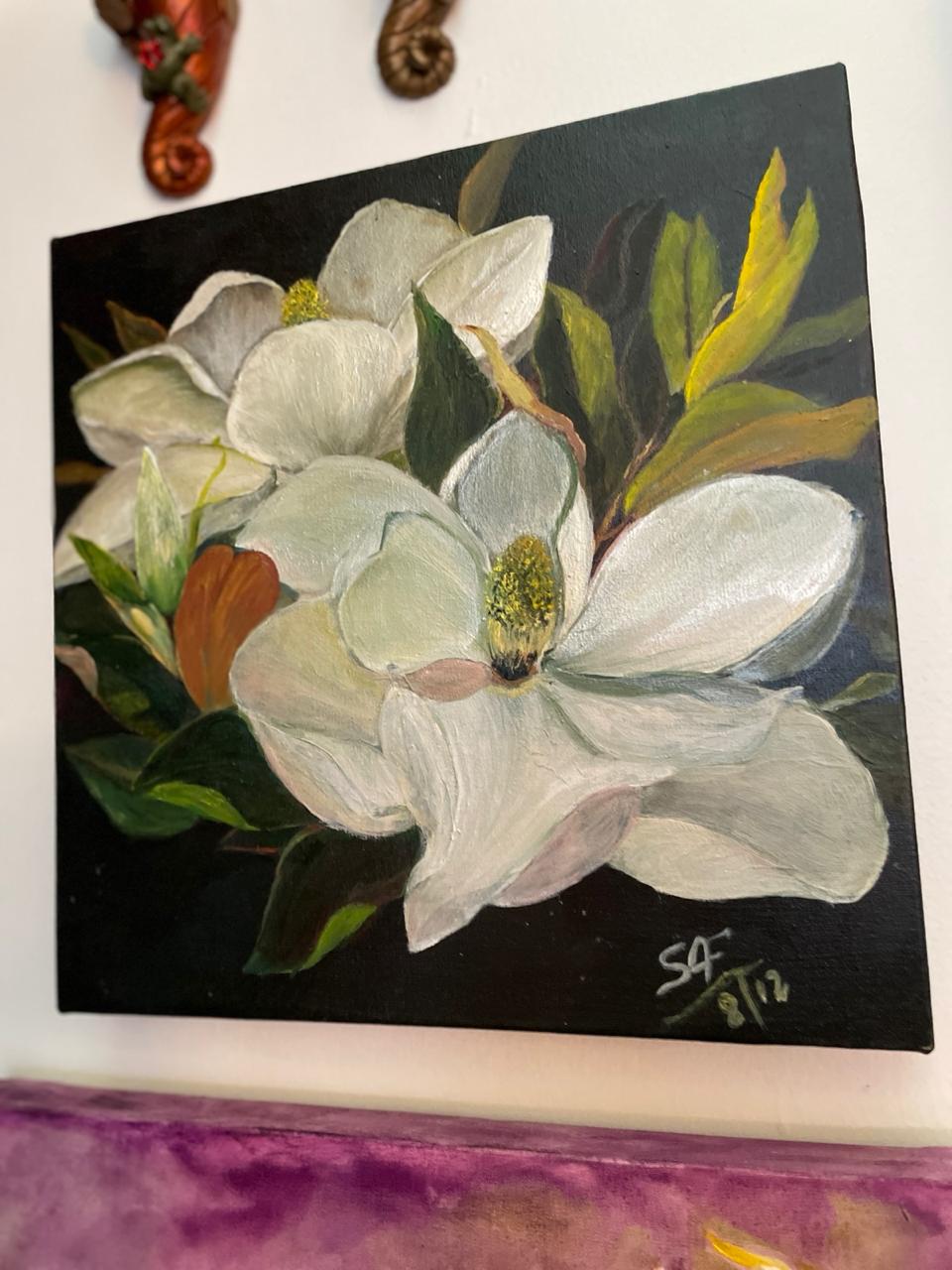 Magnolias Blancas — óleo sobre lienzo por Susy