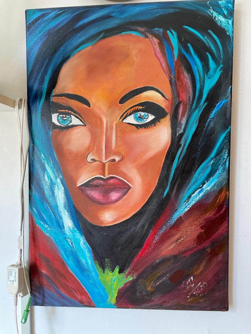 Mirada Turquesa — óleo sobre lienzo por Susy