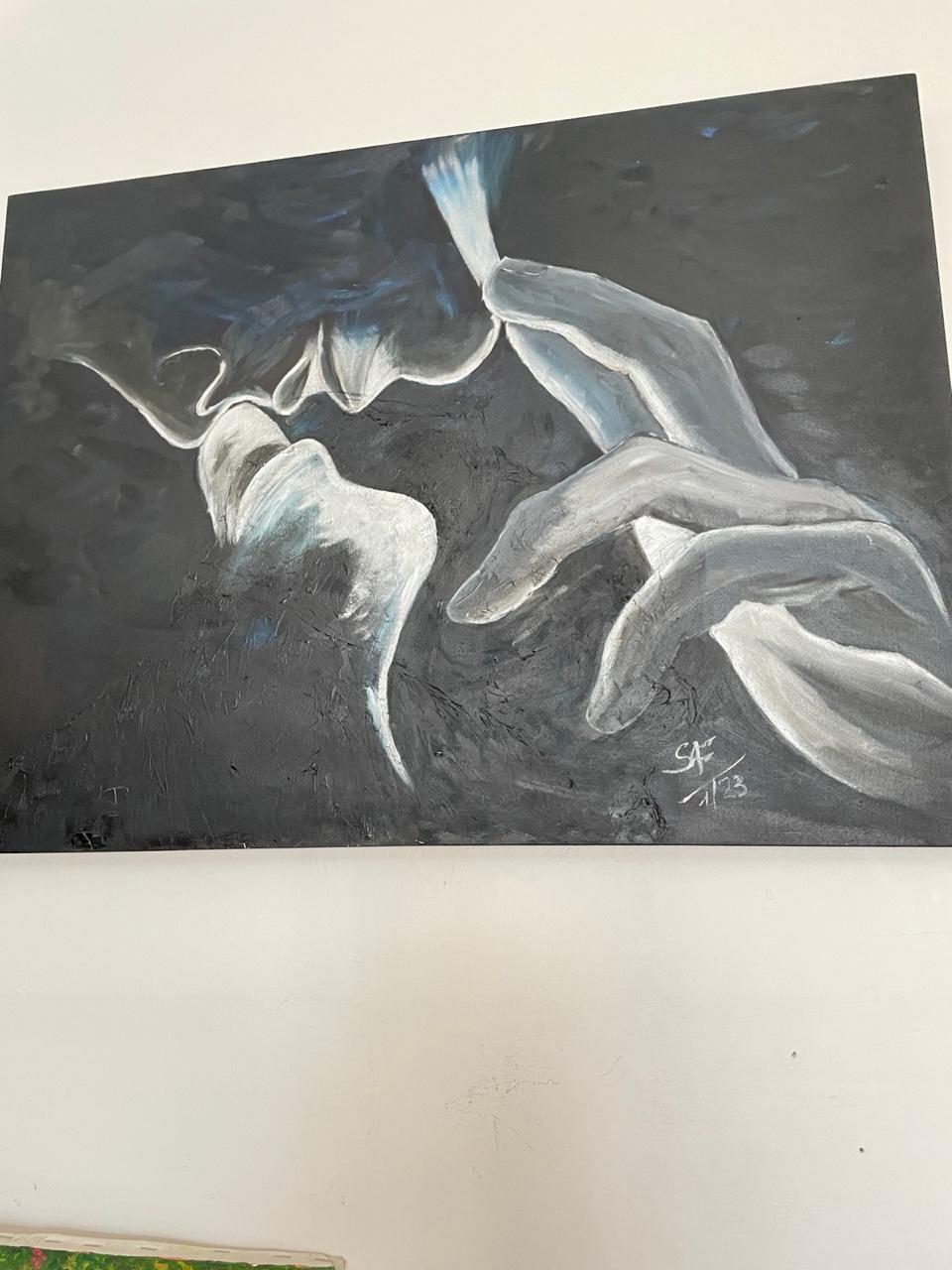 El Beso en Sombras — óleo sobre lienzo por Susy