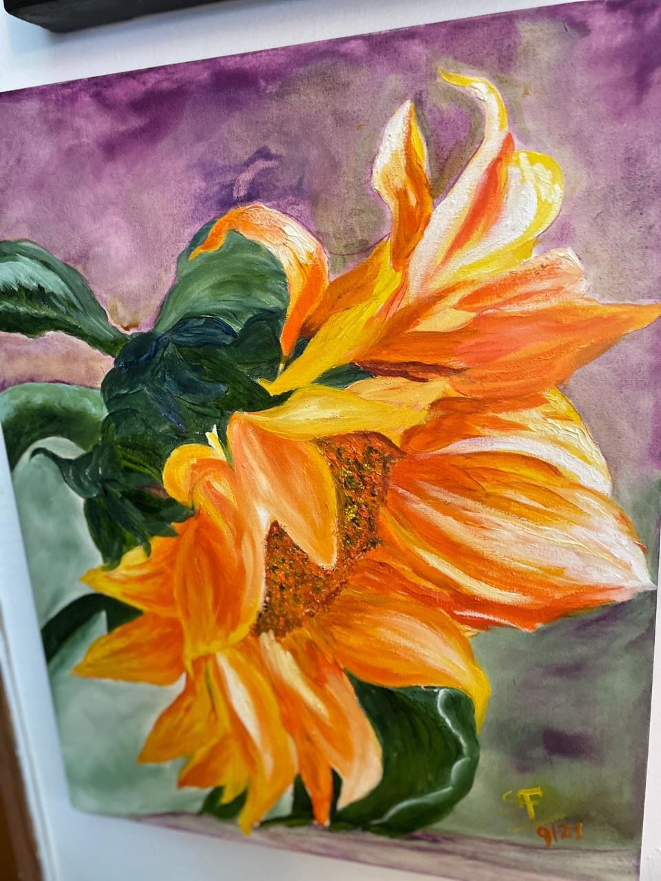 Girasol al Atardecer — óleo sobre lienzo por Susy
